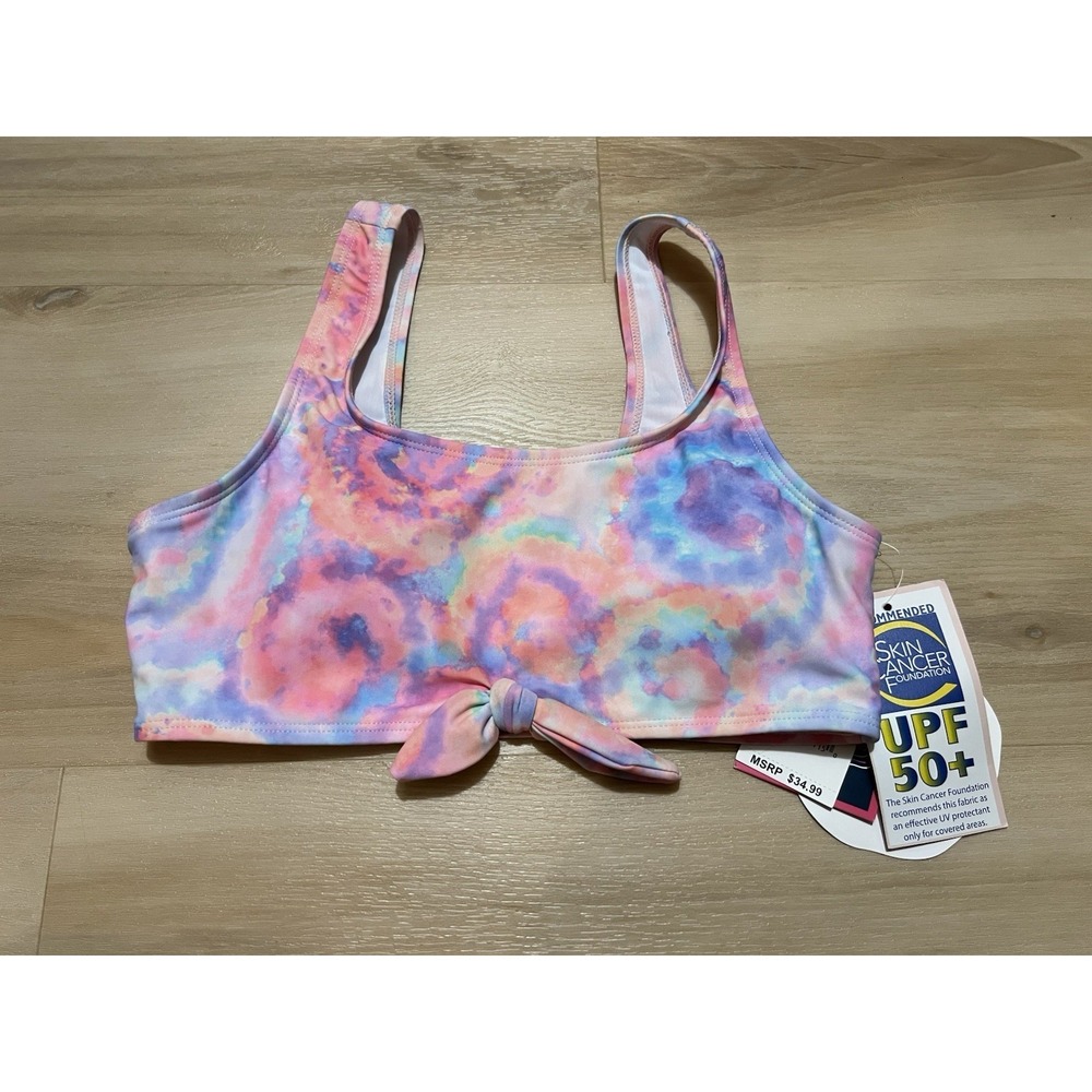 Andy & Evan Swimsuit Girls Size Small Top Pink Tie Dye New Swim Knot Detail